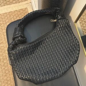 Sondra Roberts Black Woven Shoulder Bag